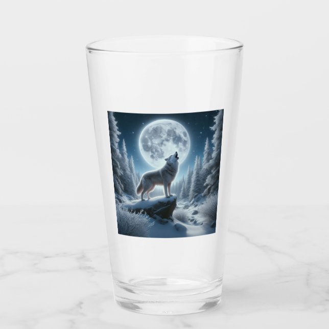 Howling Wolf In Winter Glass (Front)