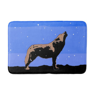 Howling Wolf in Winter  - Original Wildlife Art Bath Mat