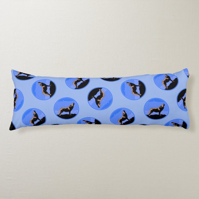 Howling Wolf in Winter  - Original Wildlife Art Body Cushion (Front)