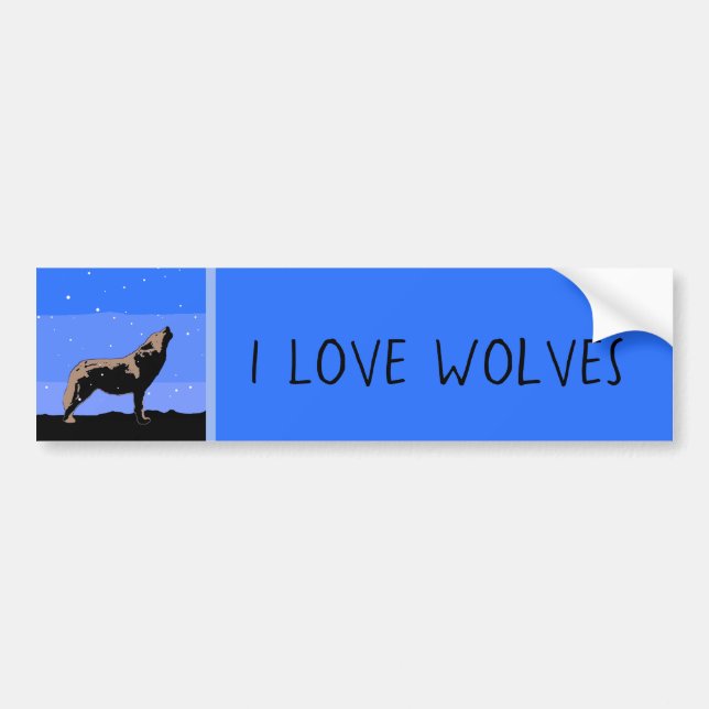 Howling Wolf in Winter  - Original Wildlife Art Bumper Sticker (Front)