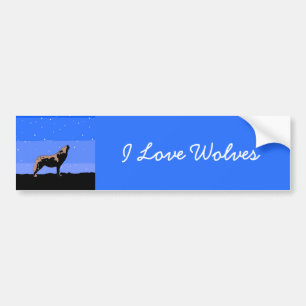 Howling Wolf in Winter  - Original Wildlife Art Bumper Sticker
