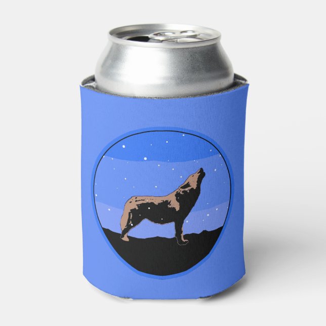 Howling Wolf in Winter  - Original Wildlife Art Can Cooler (Can Front)