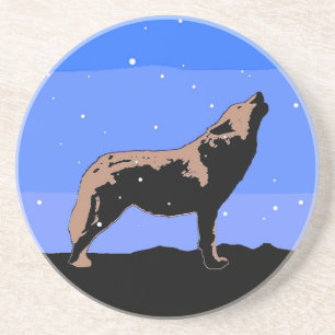 Howling Wolf in Winter  - Original Wildlife Art Coaster