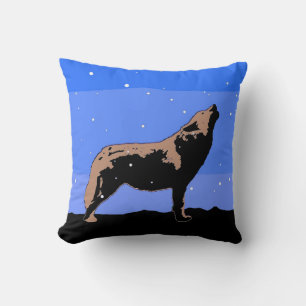 Howling Wolf in Winter - Original Wildlife Art Cushion