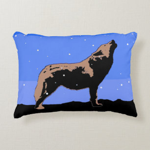 Howling Wolf in Winter  - Original Wildlife Art Decorative Cushion