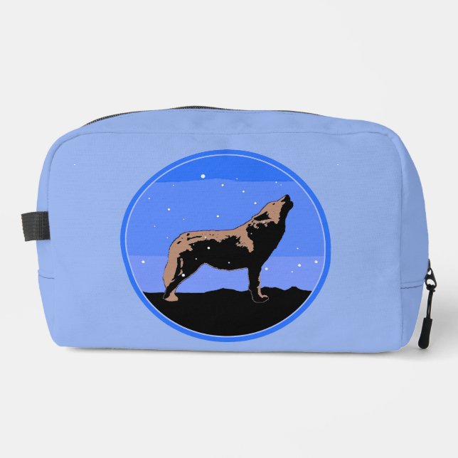 Howling Wolf in Winter  - Original Wildlife Art Dopp Kit (Front)