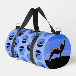 Howling Wolf in Winter  - Original Wildlife Art Duffle Bag