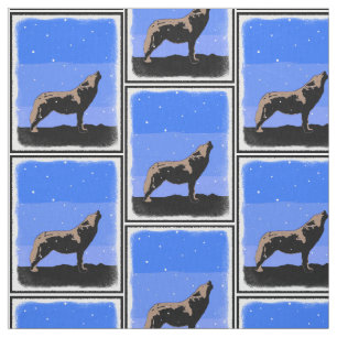 Howling Wolf in Winter - Original Wildlife Art Fabric