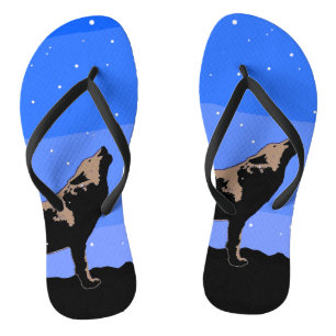 Howling Wolf in Winter  - Original Wildlife Art Flip Flops