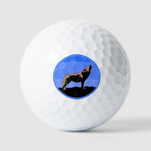 Howling Wolf in Winter  - Original Wildlife Art Golf Balls