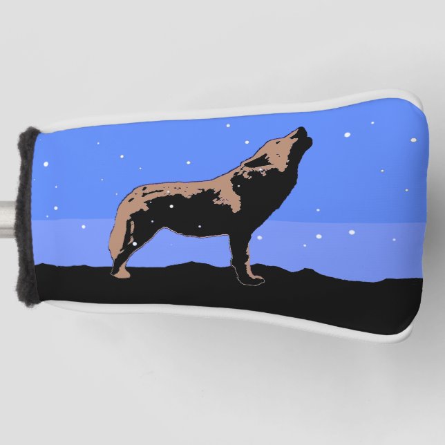 Howling Wolf in Winter  - Original Wildlife Art Golf Head Cover (Front)