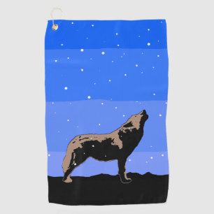Howling Wolf in Winter  - Original Wildlife Art Golf Towel
