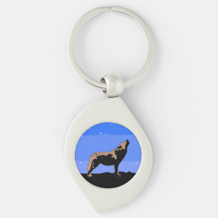 Howling Wolf in Winter  - Original Wildlife Art Key Ring