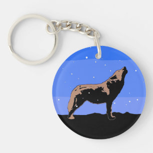 Howling Wolf in Winter  - Original Wildlife Art Key Ring