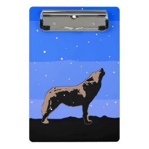 Howling Wolf in Winter - Original Wildlife Art Mini Clipboard