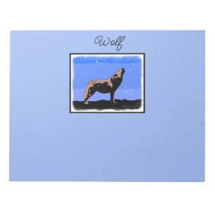 Howling Wolf in Winter - Original Wildlife Art Notepad