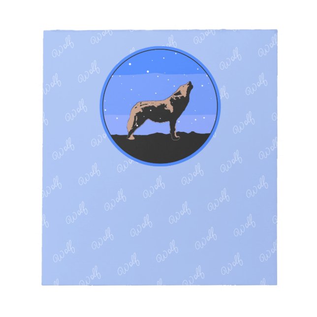 Howling Wolf in Winter  - Original Wildlife Art Notepad (Front)