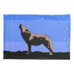 Howling Wolf in Winter - Original Wildlife Art Pillowcase