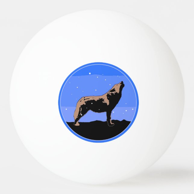 Howling Wolf in Winter  - Original Wildlife Art Ping Pong Ball (Front)