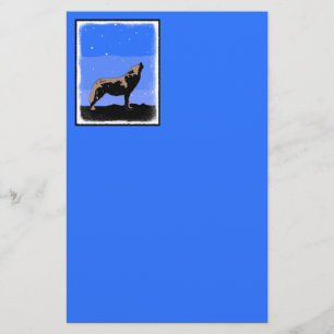 Howling Wolf in Winter  - Original Wildlife Art Stationery