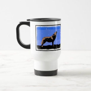 Howling Wolf in Winter  - Original Wildlife Art Travel Mug