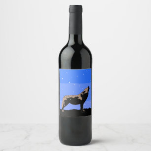 Howling Wolf in Winter - Original Wildlife Art Wine Label