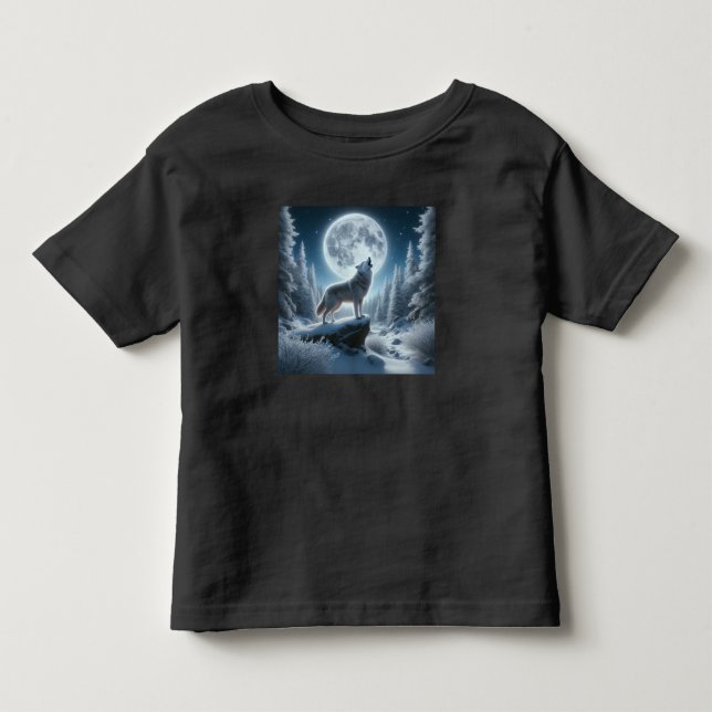 Howling Wolf In Winter Toddler T-Shirt (Front)