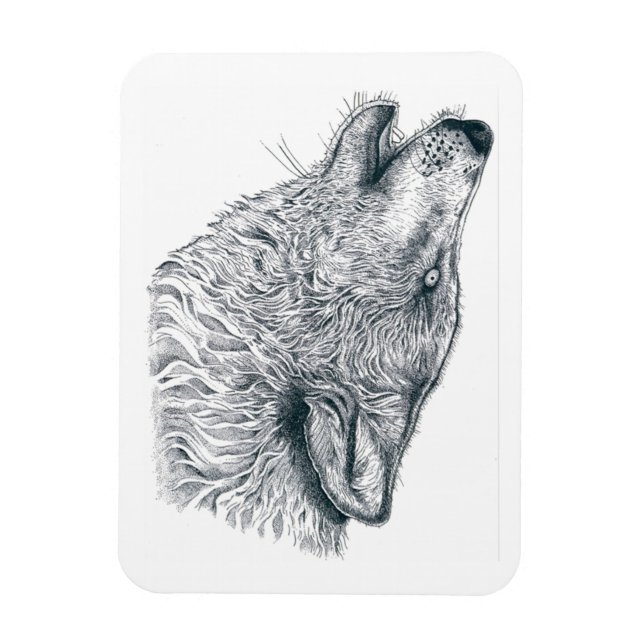 Howling Wolf Magnet (Vertical)