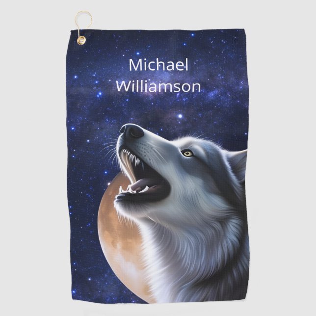 Howling Wolf Monogram Golf Towel (Front)