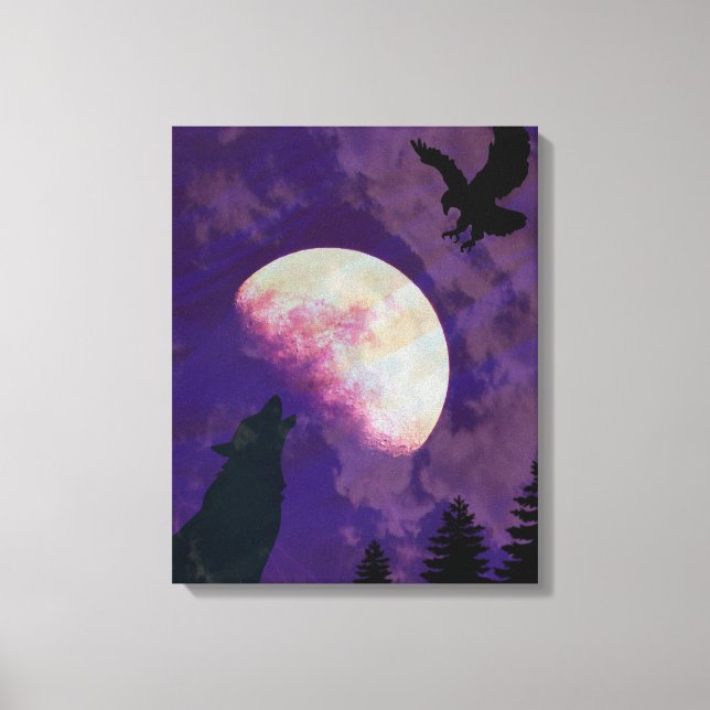 Howling Wolf Moon Canvas Wall Art (Front)
