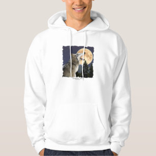 HOWLING WOLF & MOON Hoodie with Wildlife Poem