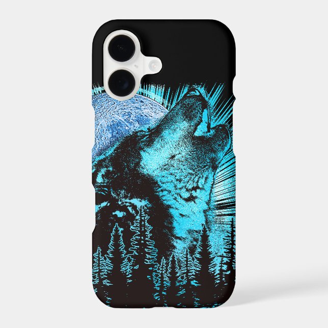 Howling Wolf Moon Pine Forest Art (Back)