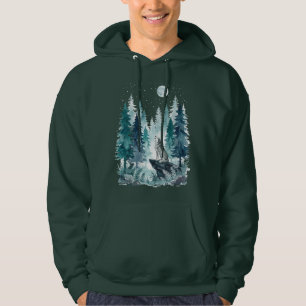 Howling Wolf Moonlit Forest Hoodie
