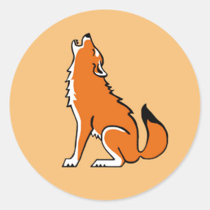 Howling Wolf - Orange classic round sticker