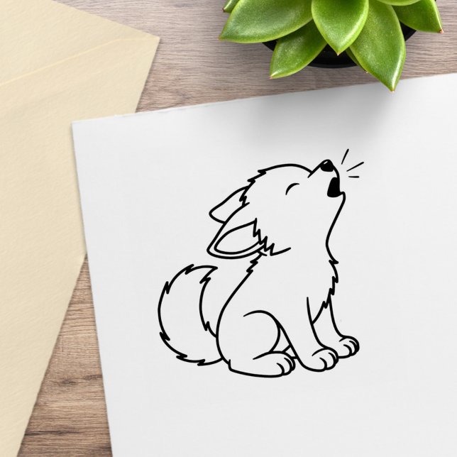 Howling Wolf Pup Colour Me Rubber Stamp (Creator Uploaded)