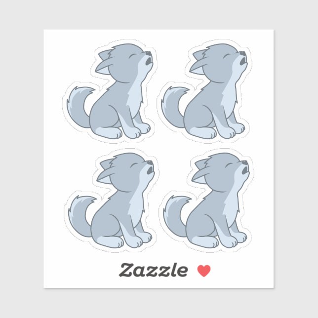 Howling Wolf Pup Set of 4 (Sheet)