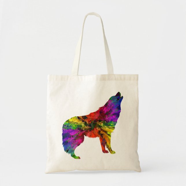 howling wolf rainbow tote bag (Front)