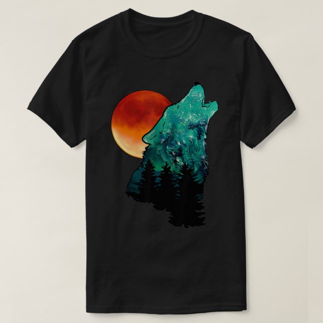 Howling Wolf s For Men Wolf Howling At Moon  T-Shirt (Design Front)
