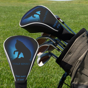 Howling wolf silhouette airbrush night sky  golf head cover
