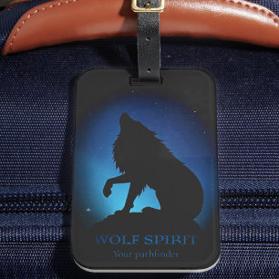 Howling wolf silhouette airbrush night sky luggage tag