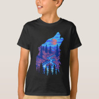 Howling Wolf Silhouette Forest River Landscape