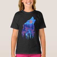 Howling Wolf Silhouette Forest River Landscape