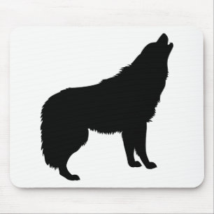 Howling Wolf Silhouette Mouse Mat