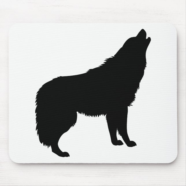 Howling Wolf Silhouette Mouse Mat (Front)