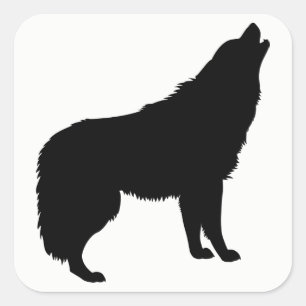 Howling Wolf Silhouette Square Sticker