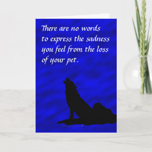 Howling Wolf Silhouette Sympathy for Loss of Pet Card