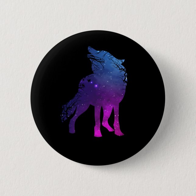 Howling Wolf Silhouette Wolves Forest Animal 6 Cm Round Badge (Front)