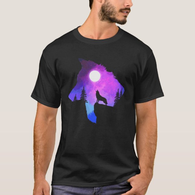 Howling Wolf  Spirit Animal Moon Indigenous Native T-Shirt (Front)