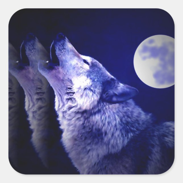 Howling Wolf Square Sticker (Front)