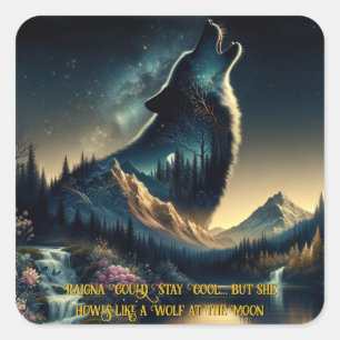 Howling Wolf Square Sticker